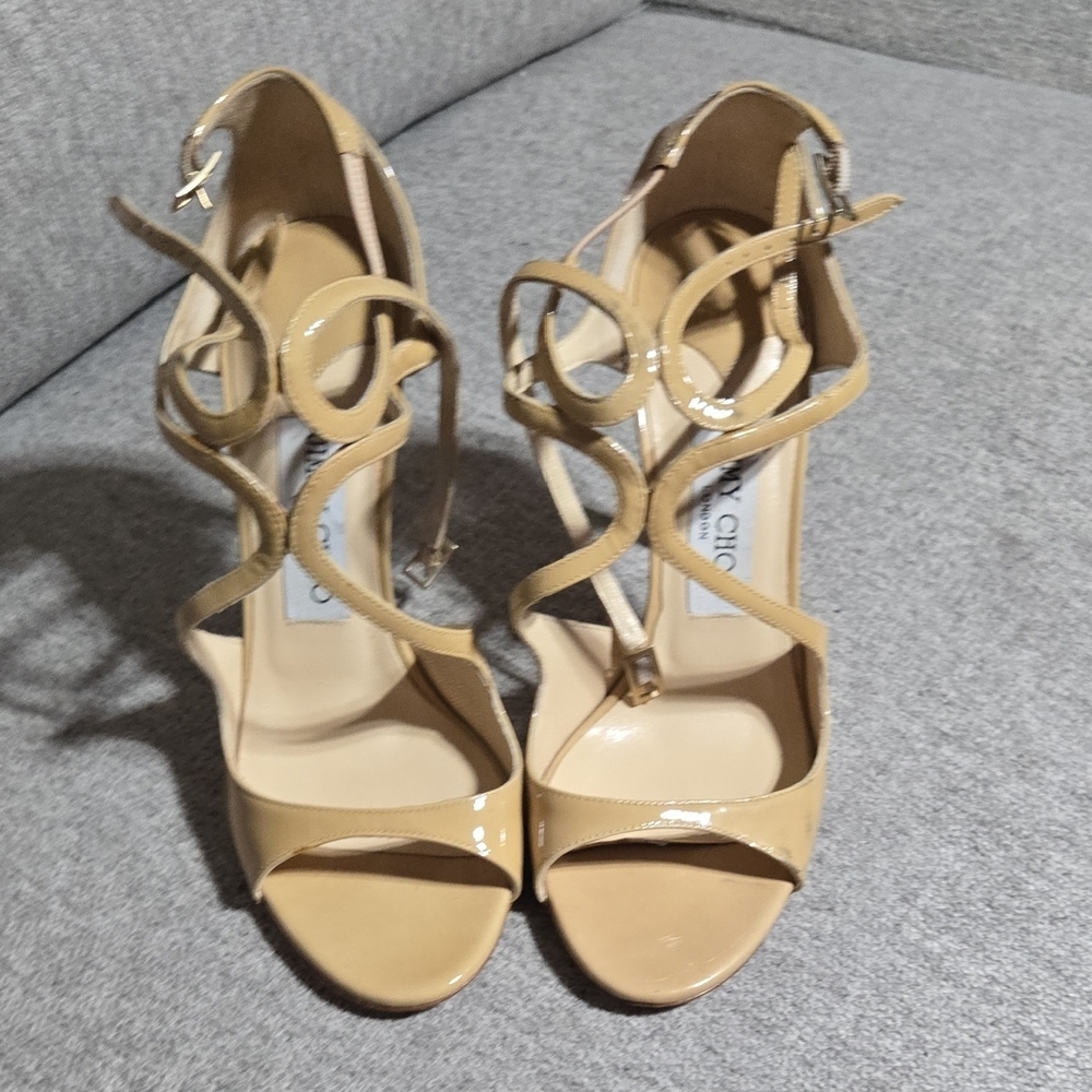 Jimmy Choo Tan Strappy Heels Elegant Design